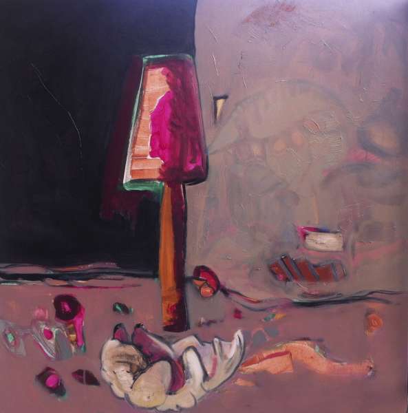 Lampe et bénitier - 100x100 - huile sur toile